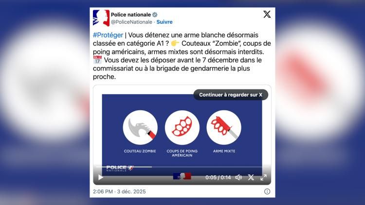 Nouvelles règles sur les armes blanches : que faire de votre arme avant le 7 décembre ?