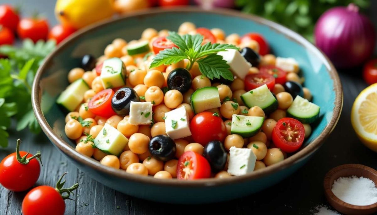 Salade méditerranéenne de pois chiches : un régal en quelques minutes