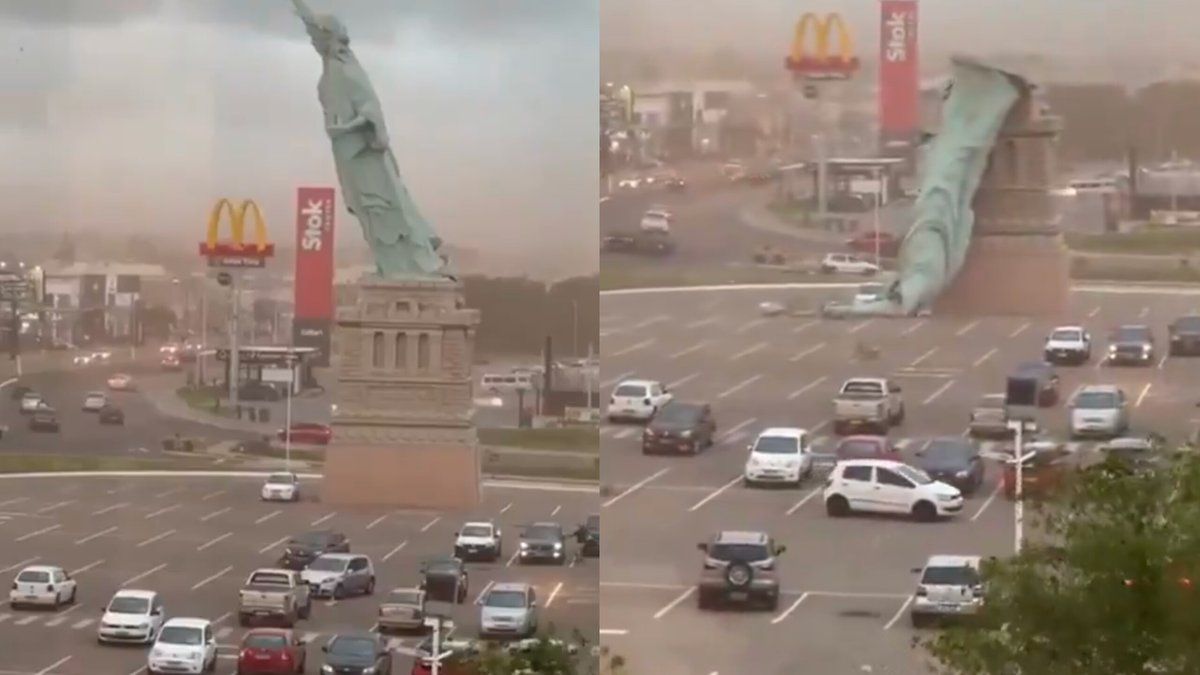 Une réplique de la Statue de la Liberté s’effondre sous la tempête au Brésil