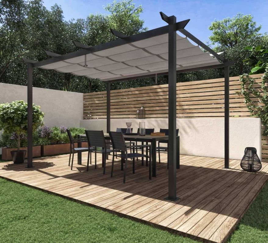 Offrez-vous une terrasse chic avec la pergola autoportante à 299 € chez Leroy Merlin