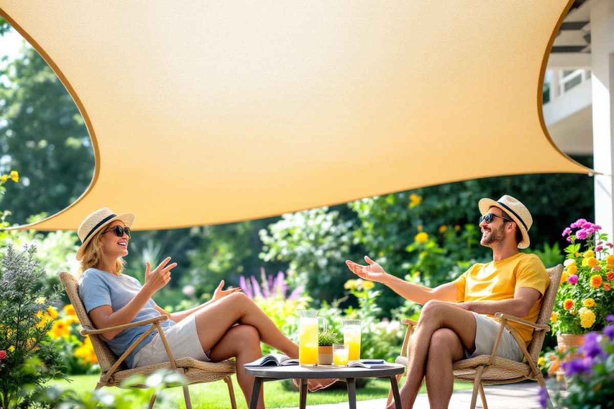 Profitez de votre terrasse cet été avec le voile d'ombrage beige à prix réduit chez Botanic