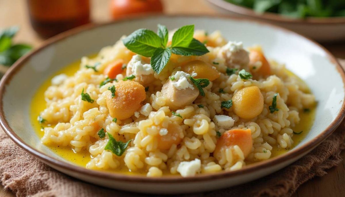 Découvrez le risotto de coquillettes : un délice au poulet et fromage de chèvre