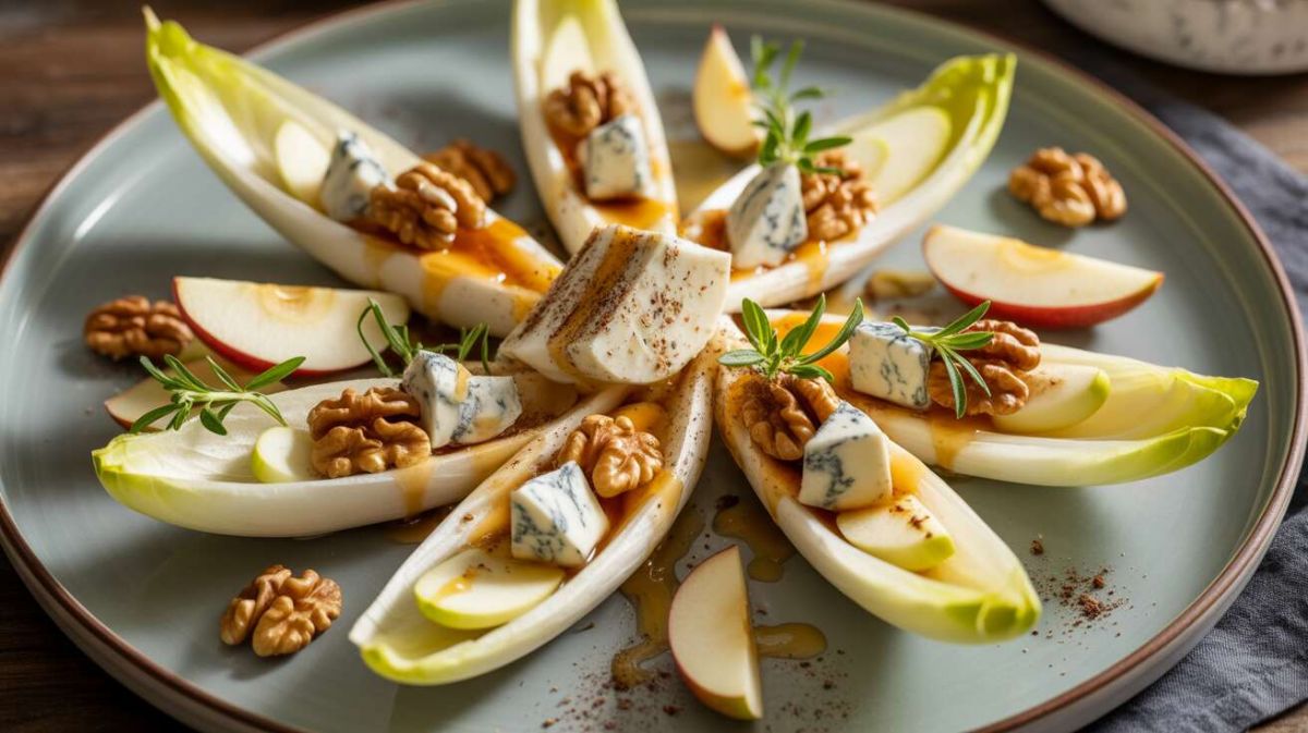 Des endives apéritives à croquer : une recette raffinée au bleu, noix et pommes